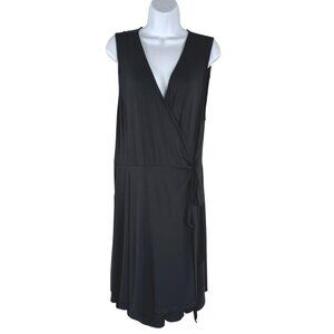 Fresh Produce Sonia Wrap Dress 2XL Black Solid Sleeveless Stretch NWT DR-1717